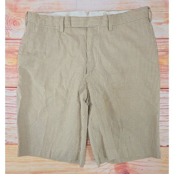 Polo Ralph Lauren Beige Striped Cotton Mens Shorts Size 35 - Picture 1 of 6